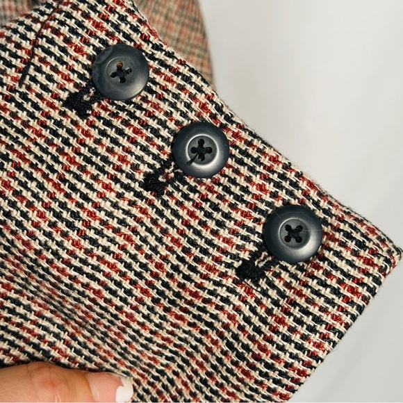 Free People Linen Plaid Tweed Blazer Academia Quiet Luxury Preppy XS Red Navy - Picture 10 of 12